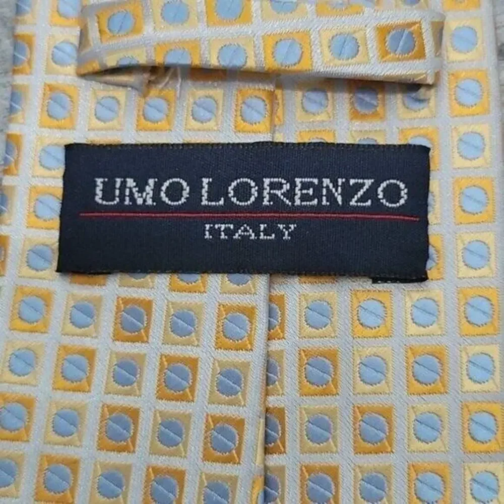 Umo Lorenzo Italy Yellow & Blue Geometric Men's Classic Necktie